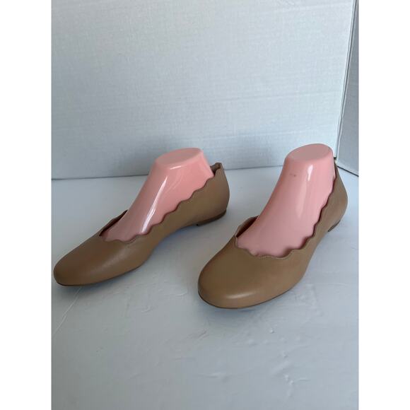 Copper Key Lovely Leather Beige Tan Scalloped Edge Ballet Flat Comfort Shoes 7.5 - Picture 2 of 8